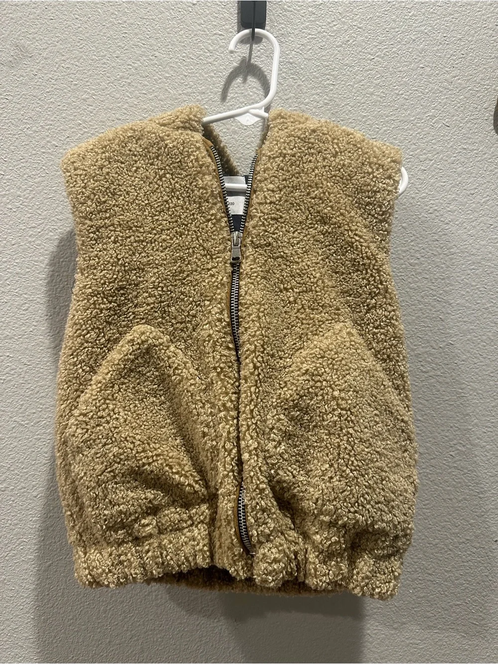 Kids Zara Sherpa Zip Vest - Tan